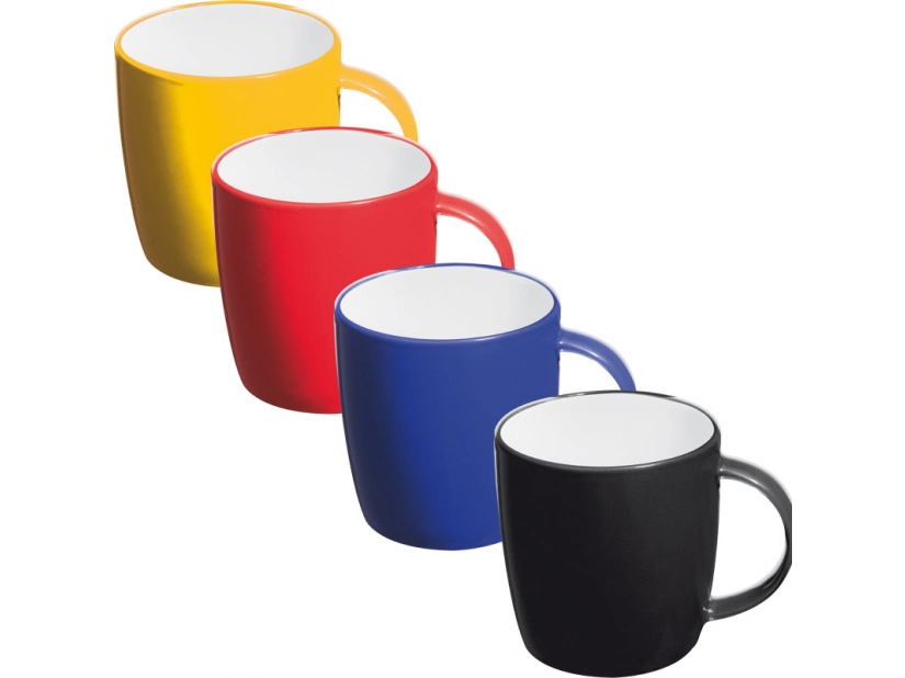 Żółty kubek ceramiczny 300 ml z nadrukiem firmowym