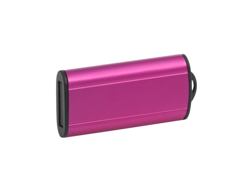 Mini pendrive magenta metalowy z czarnymi wykończeniami
