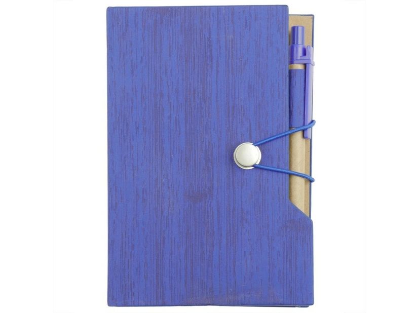 Notatnik  A6 z karteczkami samoprzylepnymi i długopisem, niebieski
