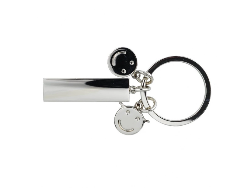 Brelok metalowy Flat srebrny z grawerem w czarnym pudełku