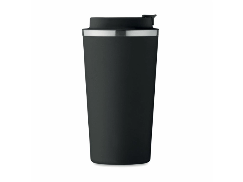 Czarny kubek metalowy 510 ml z logo – stal z recyklingu