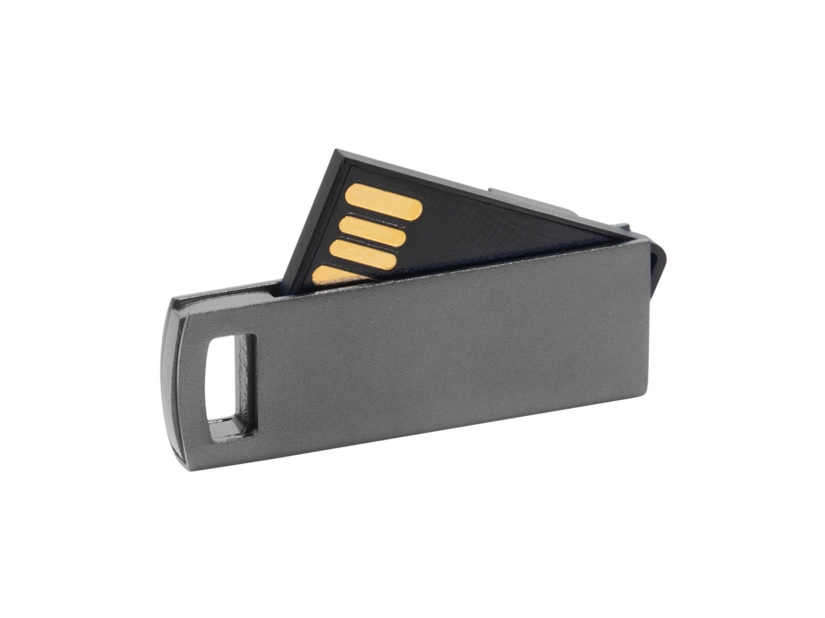 Pendrive Slim metalowy grafitowy z logo 64GB dla firm