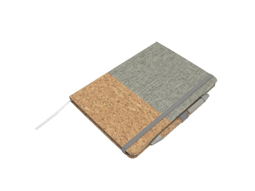 Korkowy notatnik A5 z długopisem, szary