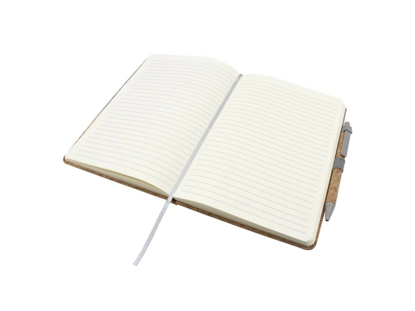 Korkowy notatnik A5 z długopisem, szary