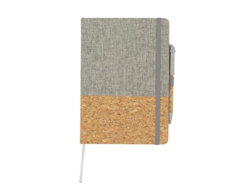 Korkowy notatnik A5 z długopisem, szary