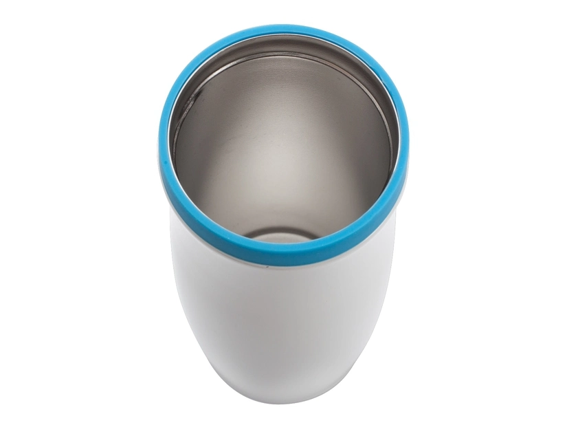 Reklamowy termiczny kubek, Viki 390 ml, niebieski/biały 