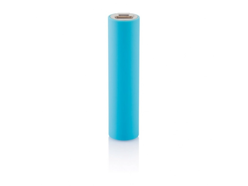 Kompaktowy power bank z akumulatorem 2200mAh niebieski kolor, nadruk logo