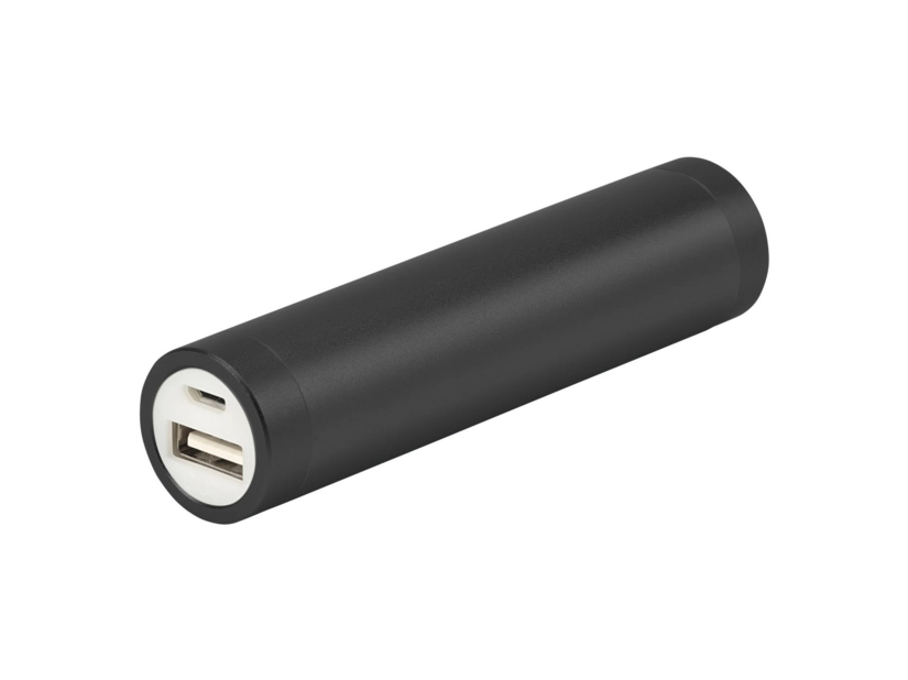 Power bank metalowy czarny z grawerem logo dla firm 3000 mAh