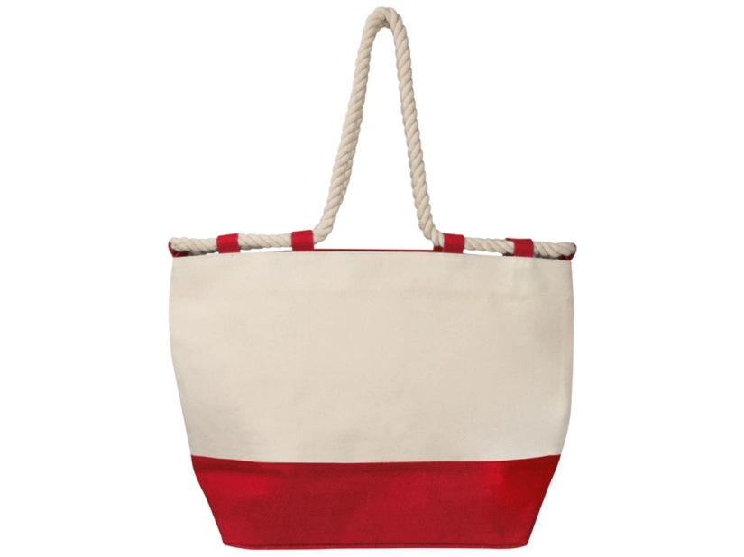 Torba plażowa z juty, z czerwonym spodem