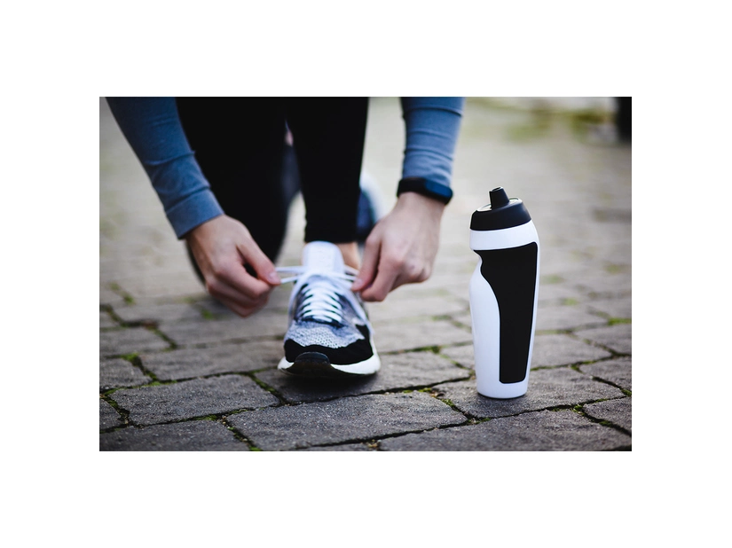 Bidon sportowy z nadrukiem, Grippy 600 ml, biały 