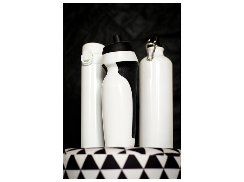 Bidon sportowy z nadrukiem, Grippy 600 ml, biały 