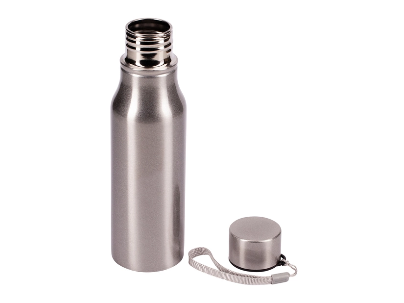 Srebrny bidon stalowy 700 ml z grawerem i logo firmy