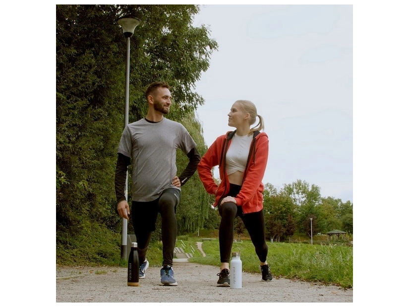 Biała butelka termiczna Malmo 500 ml z bambusową zakrętką