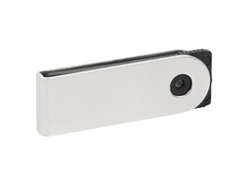 Srebrny pendrive SLIM metalowy z logo – gadżet firmowy