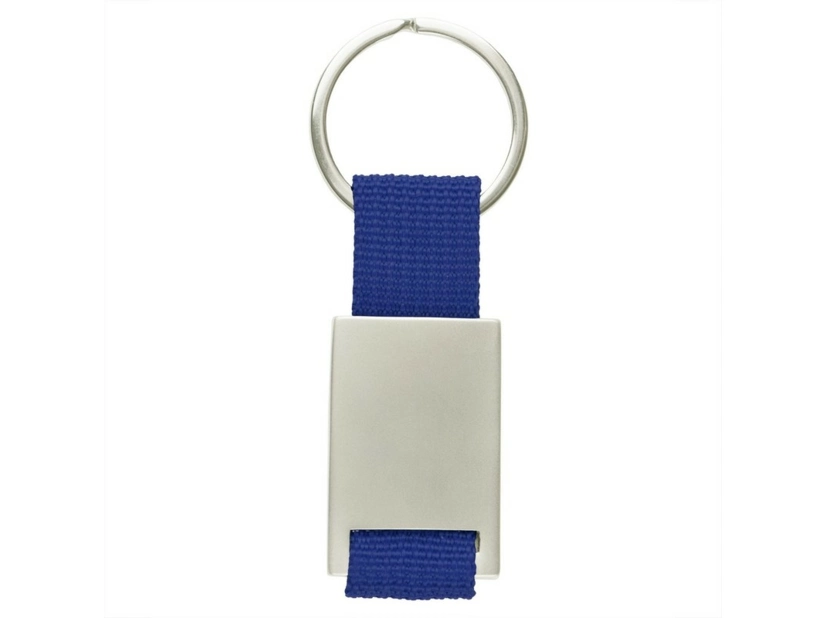 Granatowy brelok hotelowy metalowy z logo i tasiemką