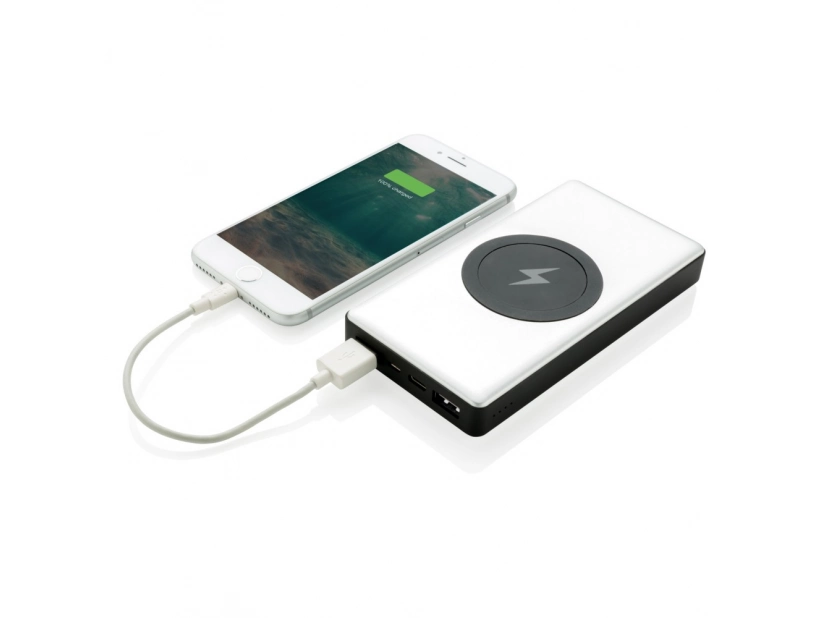 Bezprzewodowy power bank 10000mAh, z ładowaniem bezprzewodowym 10W