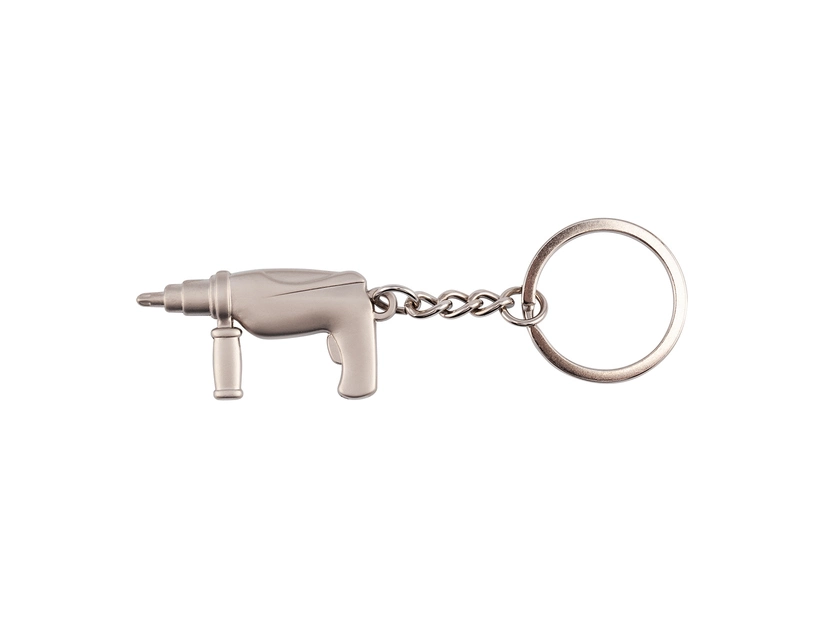 Metalowy brelok w kształcie wiertarki do grawerowania laserem