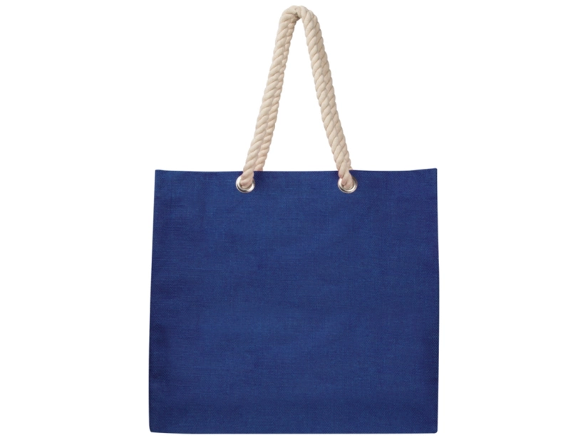 Torba z portfelikiem z juty, niebieska