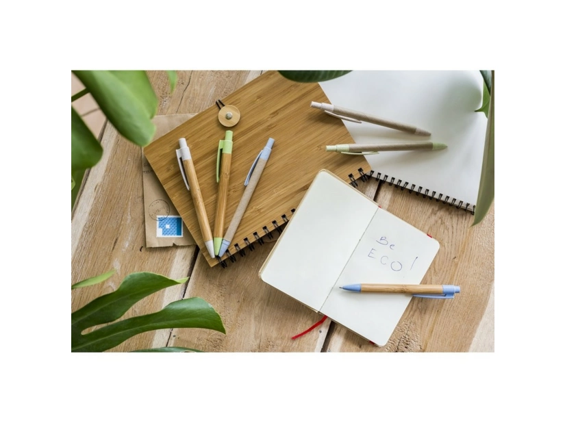 Eko długopis papierowo-bambusowy jasnozielony z logo