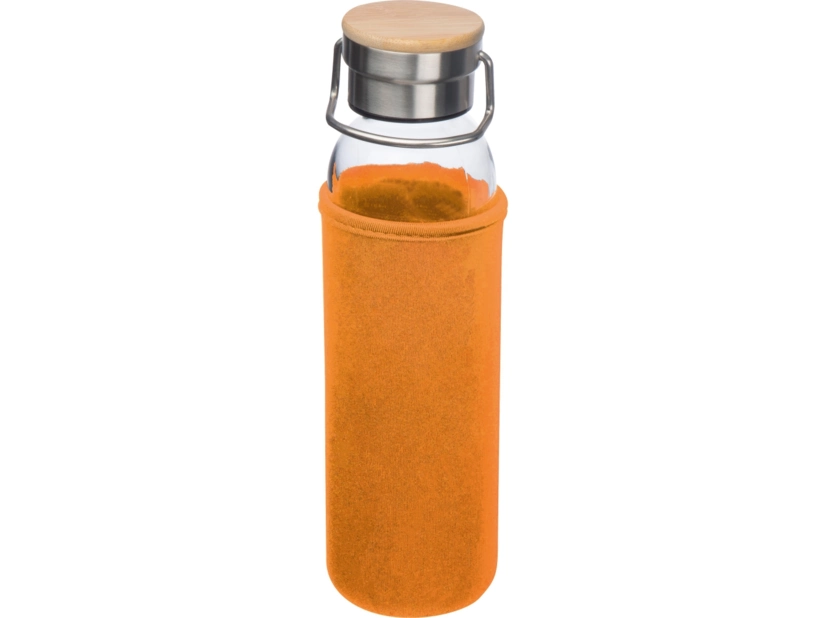 Szklana butelka w pomarańczowym etui 600ml