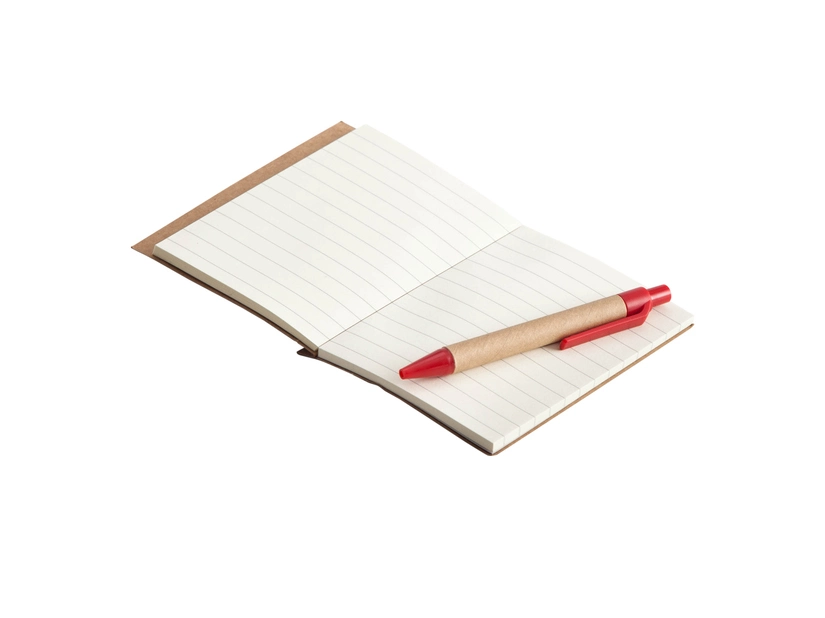 Notes w zestawie z długopisem linia La Linea, czerwony/beżowy 