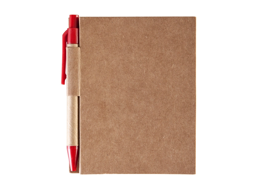 Notes w zestawie z długopisem linia La Linea, czerwony/beżowy 