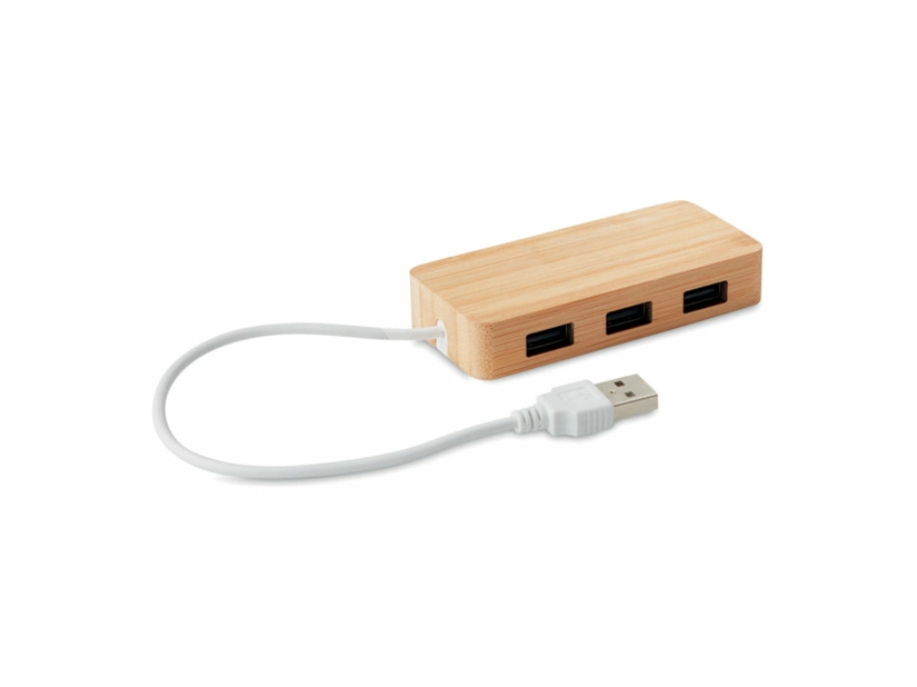 3 portowy hub USB 2.0 Vina, bambusowy