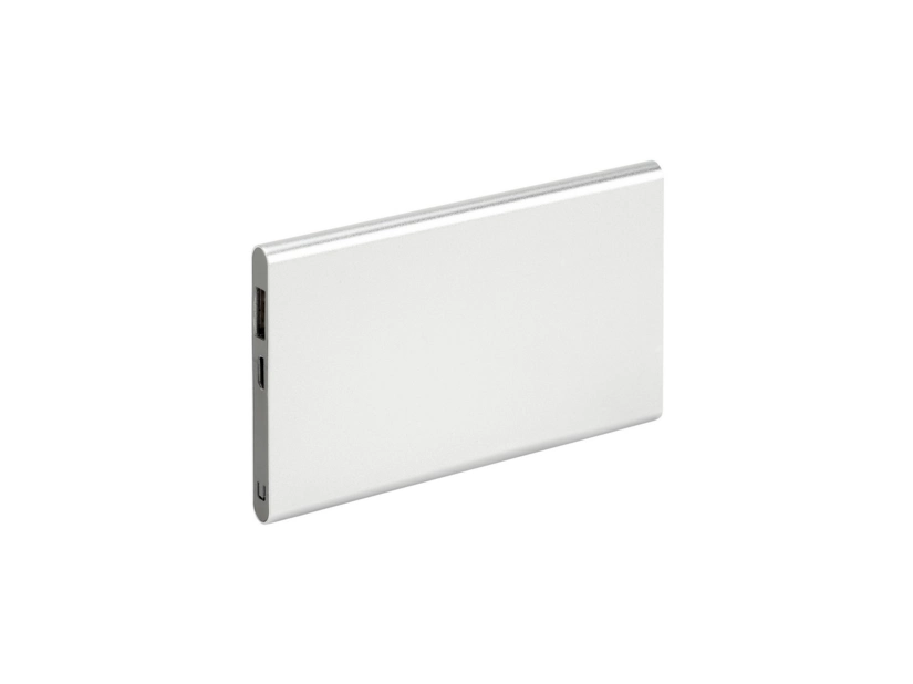 Srebrny power bank metalowy 4000 mAh z grawerem logo
