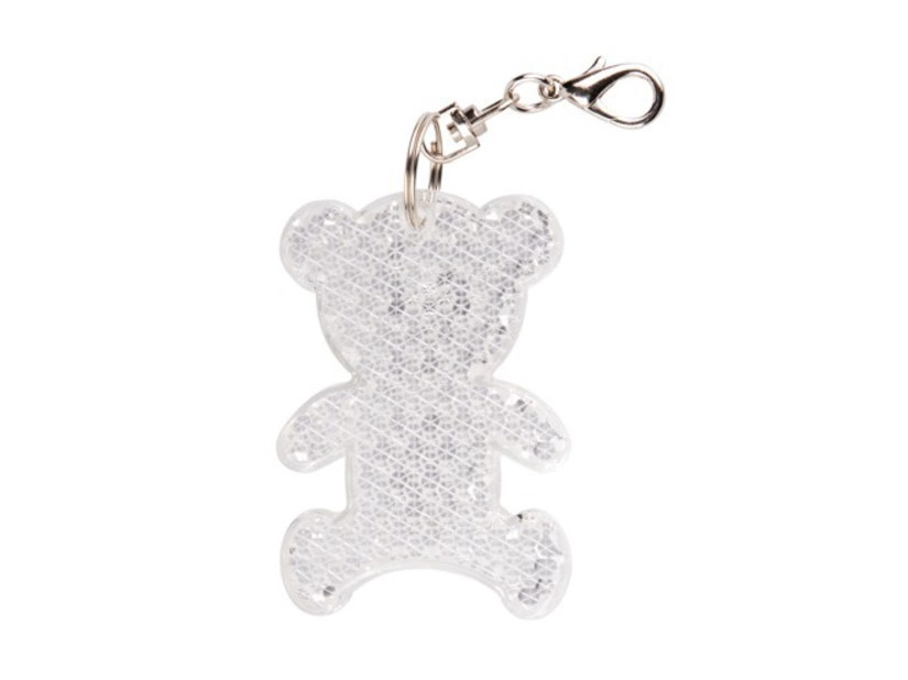 Transparentny brelok odblaskowy Teddy z logo firmy