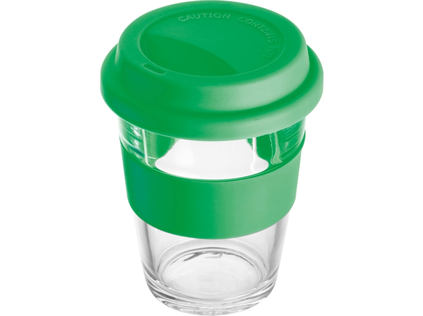 Szklany kubek z pokrywką 300 ml, zielony