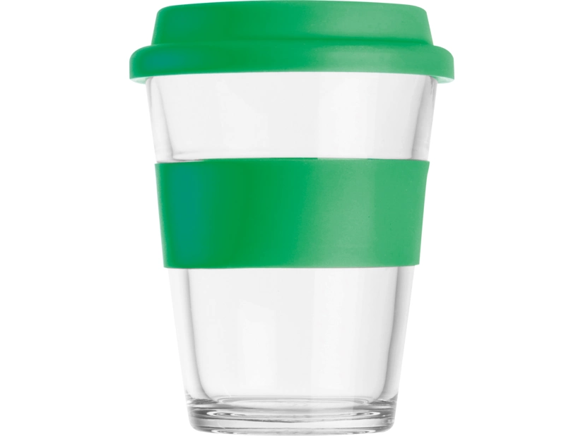 Szklany kubek z pokrywką 300 ml, zielony