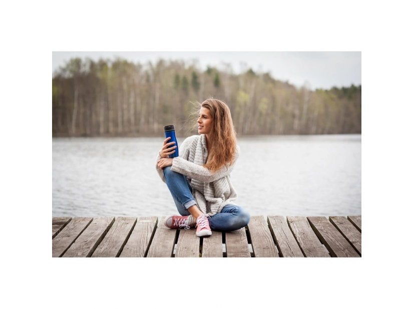 Jakościowy kubek, 350ml z miedzianą izolacją próżniową, niebieski