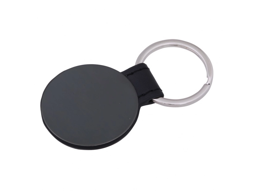 Brelok Ritzy szary z ekoskóry i metalu, z logo w pudełku