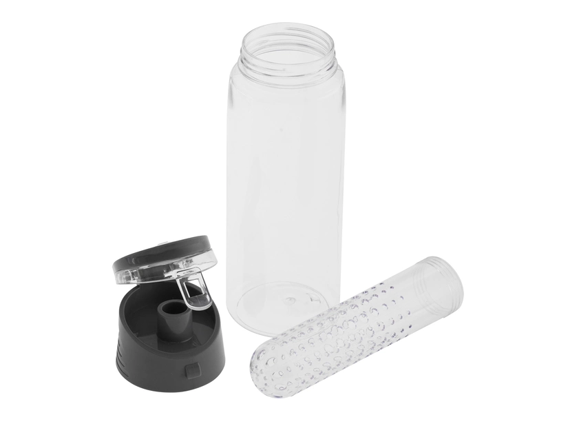 Bidon Frutello z nadrukiem, 700 ml, szary/transparentny