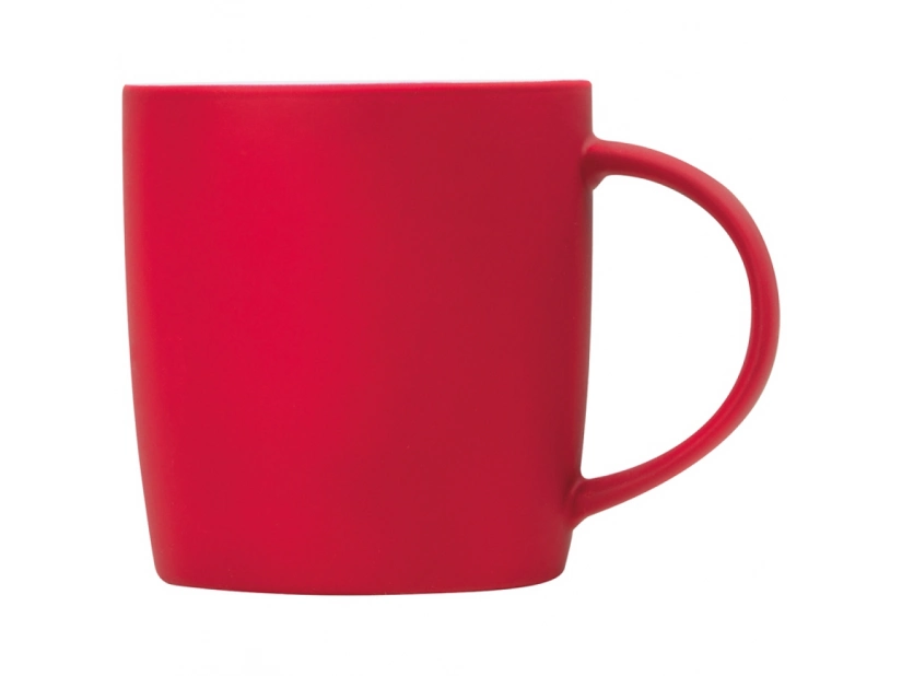 Gumowany kubek ceramiczny z możliwością graweru logo, 300 ml - czerwony