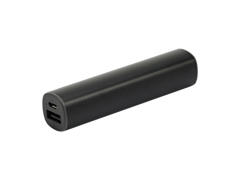 Czarny power bank metalowy z grawerem logo dla firm