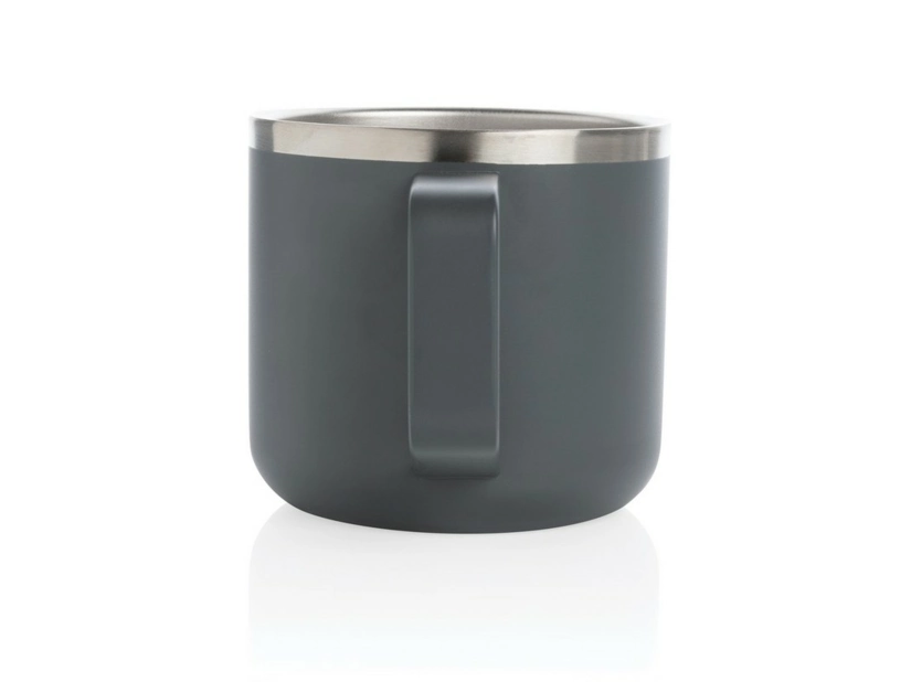 Szary kubek metalowy 350 ml z grawerem logo firmy