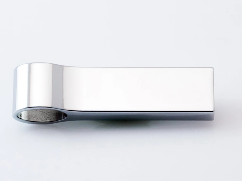 Metalowy pendrive slim  z owalnym otworem - srebrny