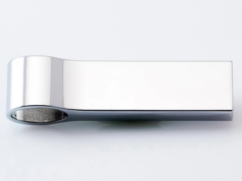 Metalowy pendrive slim  z owalnym otworem - srebrny
