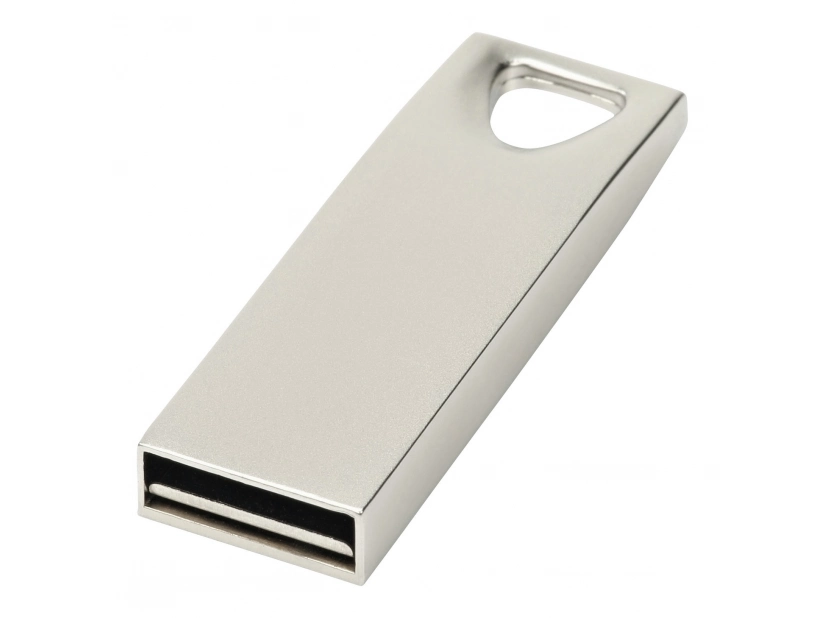 Srebrny pendrive slim metalowy z grawerem logo firmy