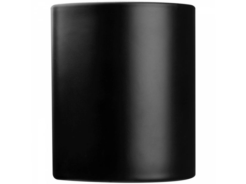 Czarny reklamowy kubek ceramiczny do graweru logo, 300 ml - białe wnętrze