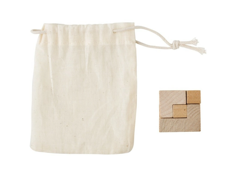 Drewniana układanka w bawełnianym woreczku