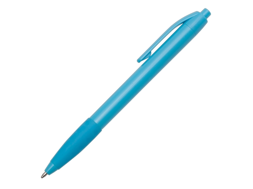 Długopis Blitz jasnoniebieski z gumowym uchwytem i logo