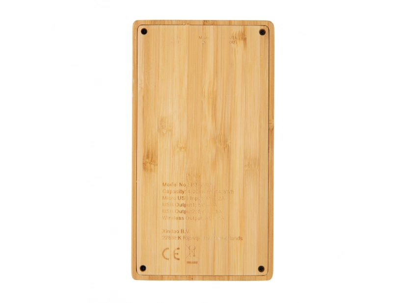 Bezprzewodowy power bank 4000 mAh w obudowie z bambusa