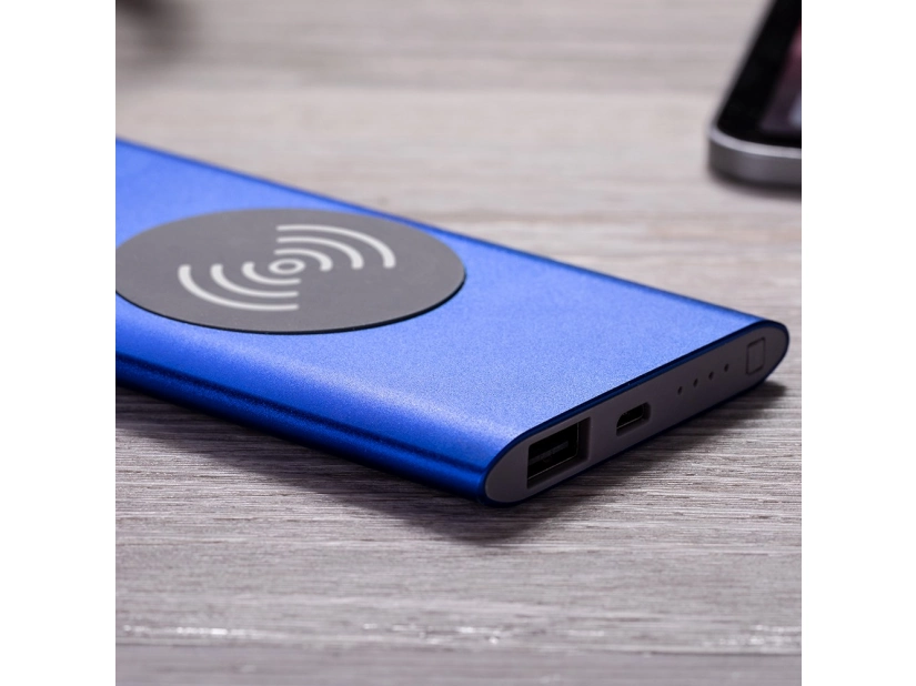 Power bank z ładowaniem bezprzewodowym 5W, 4000mAh, czerwony kolor