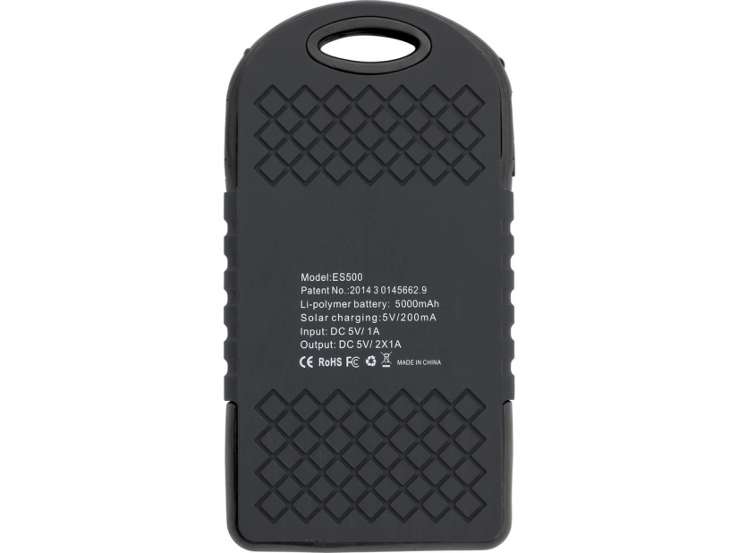 Power bank solarny czarny 4000 mAh z logo firmy – ABS