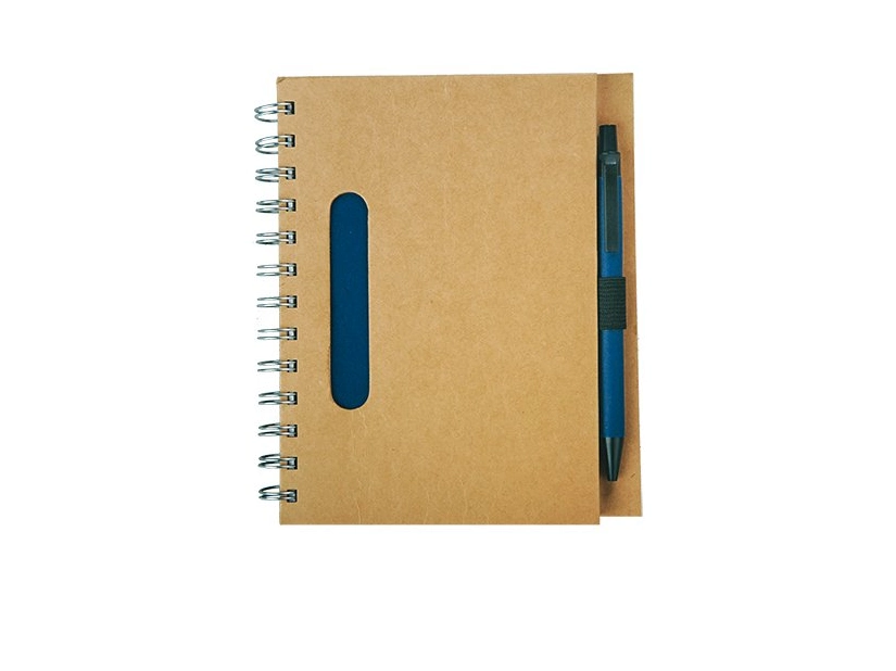 Notes z papieru z surowców wtórnych z długopisem, granatowy/beżowy 