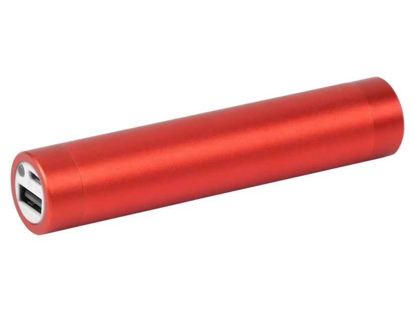Power bank metalowy czerwony z logo, LED i grawerem 3000 mAh