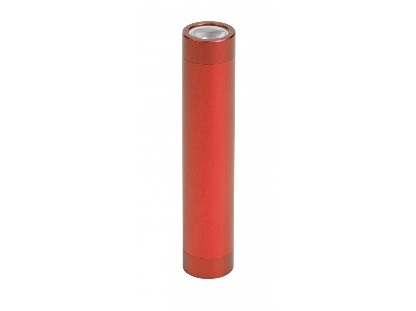 Power bank metalowy czerwony z logo, LED i grawerem 3000 mAh