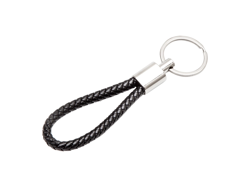 Czarny brelok Snazzy z ekoskóry i metalu z grawerem logo